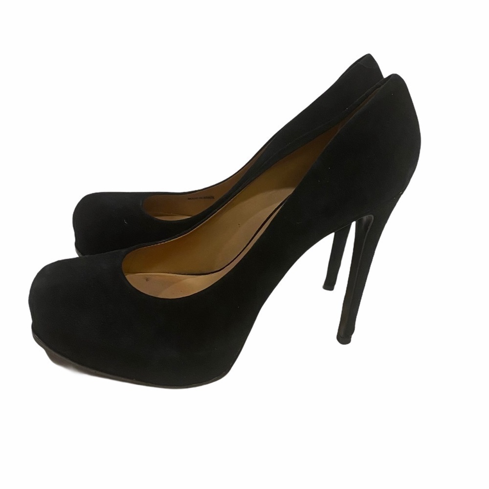 Pour La Victoire black suede platform heels